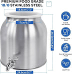 10L Stainless Steel Water Dispenser, Countertop Water Dispenser for 11L-18L Bottle, Water Crock Beverage Dispenser with Stainless Steel Spigot & Lid for Parties Lemonade, Home Water (Silver)