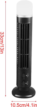 13 Bladeless Tower Fan, 90° Oscillating Fans for Indoors with 3 Speeds, LED Light, Portable USB Standing Fan for Bedroom Home, Office, Mini Size, 34dB Quiet Cooling, Easy to