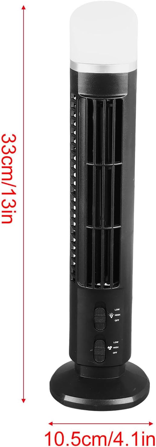 13 Bladeless Tower Fan, 90° Oscillating Fans for Indoors with 3 Speeds, LED Light, Portable USB Standing Fan for Bedroom Home, Office, Mini Size, 34dB Quiet Cooling, Easy to