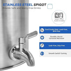 10L Stainless Steel Water Dispenser, Countertop Water Dispenser for 11L-18L Bottle, Water Crock Beverage Dispenser with Stainless Steel Spigot & Lid for Parties Lemonade, Home Water (Silver)