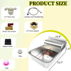 11L Automatic Dog Water Dispenser, 304 Stainless Steel with Water Valve Switcher and 3/4'' Brass Adapter, with Drain Hole for Dog, Cat, Alpaca, Chickens, Livestock