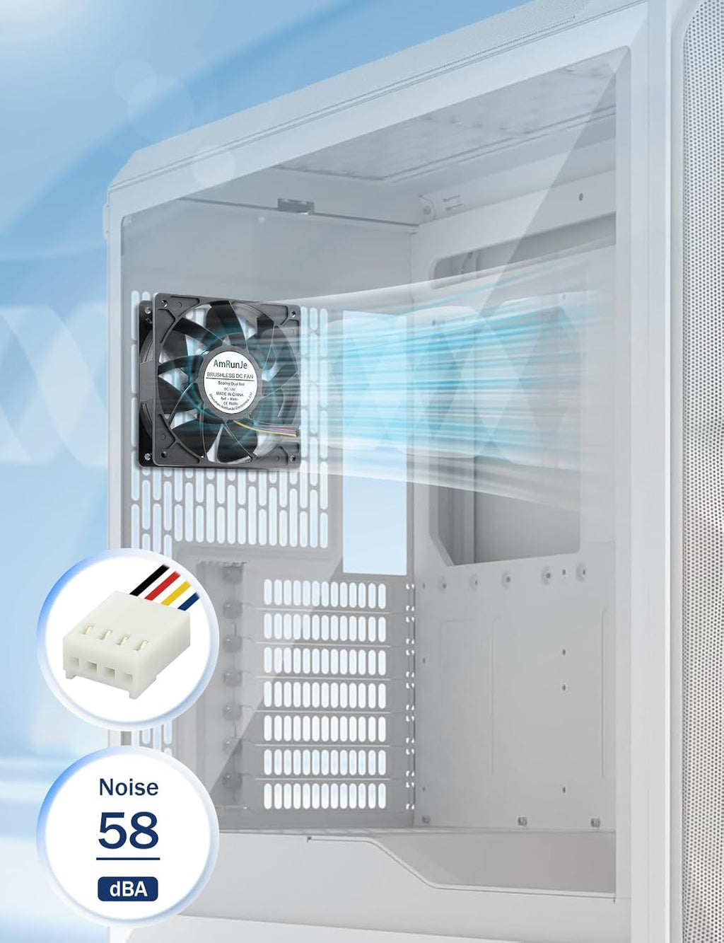 120mm x 38mm PWM 4Pin Computer Fan 12v DC Dual Ball Bearing Cooling Fan for CPU Server CPU Case mid-Tower Heat-Sink Desktop