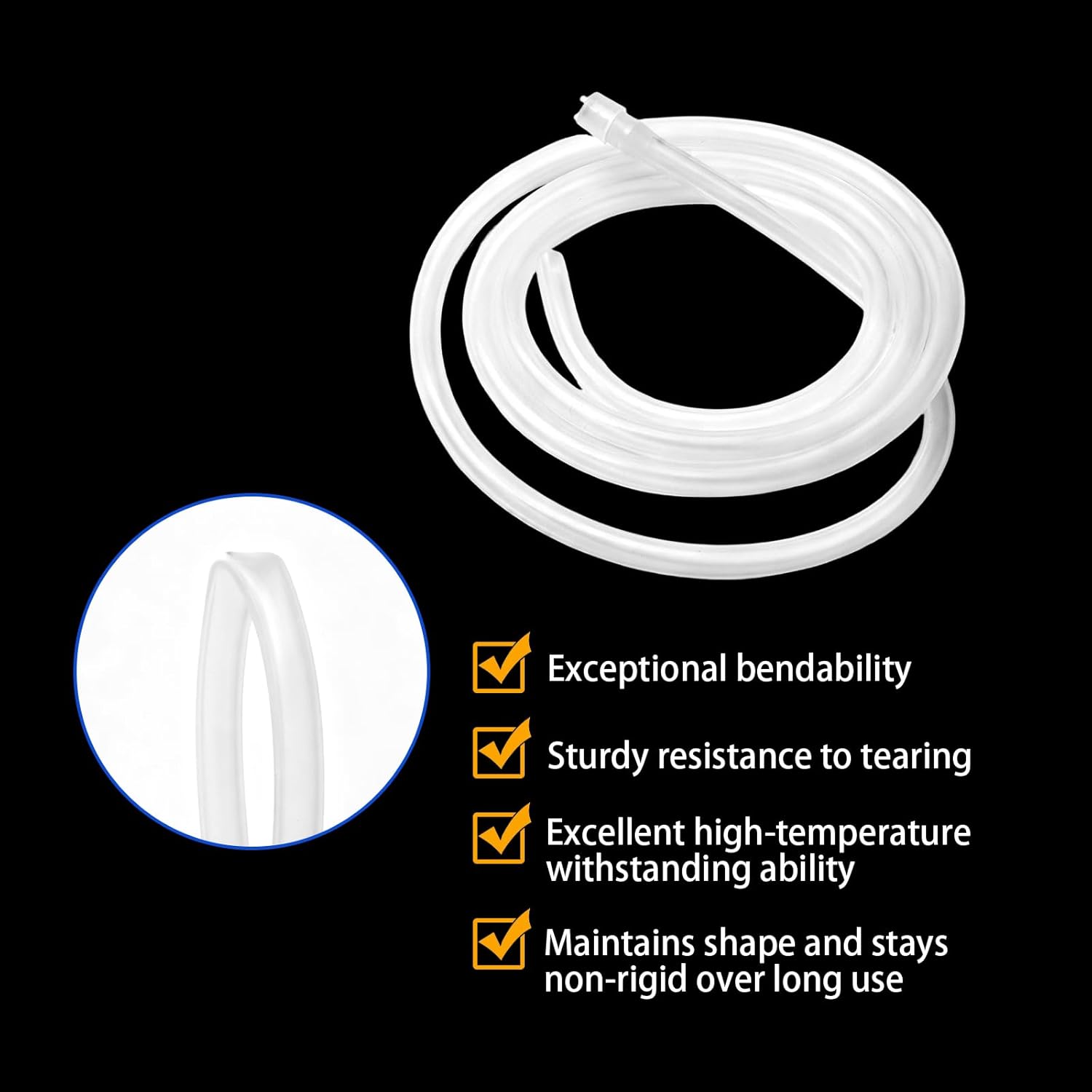 2 PCS Silicone Water Dispenser Hoses Replacement Hose for Electric 5 Gallon Water Bottle Pump (1/4"" ID Total 1M & 1.5M Lengths), Extended and Thickened Silicone Hose for Electric Water Bottle Pump