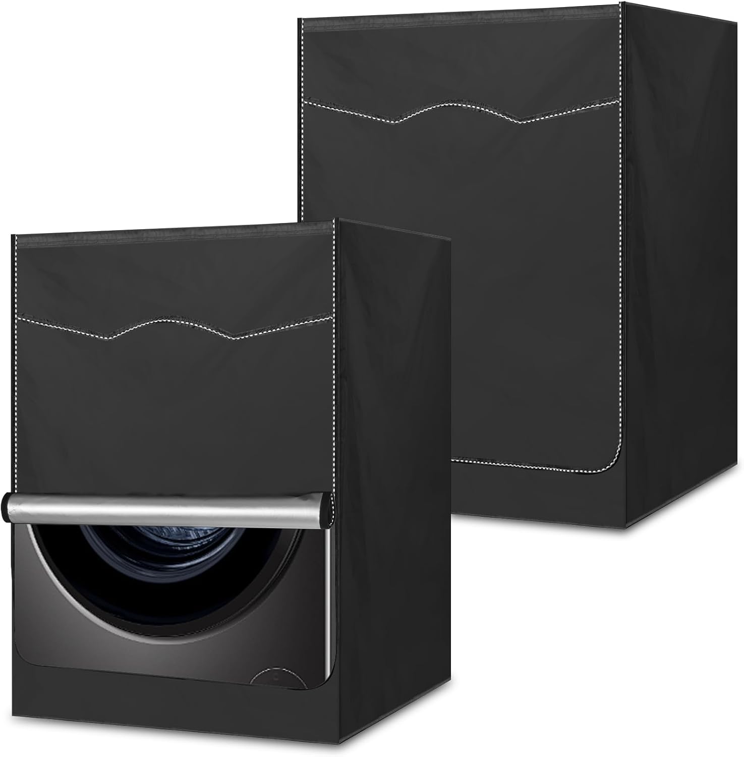 2 Pack Black Washer and Dryer Covers Fit for Most 7.5-12 kg Front-loading Machine, Waterproof and Dust Proof Washing Machine Cover/Dryer Cover, W27”x D33”x H39”