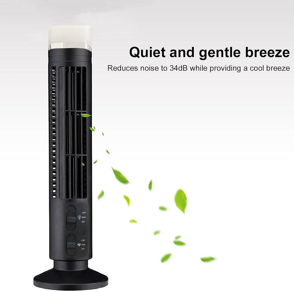 13 Bladeless Tower Fan, 90° Oscillating Fans for Indoors with 3 Speeds, LED Light, Portable USB Standing Fan for Bedroom Home, Office, Mini Size, 34dB Quiet Cooling, Easy to