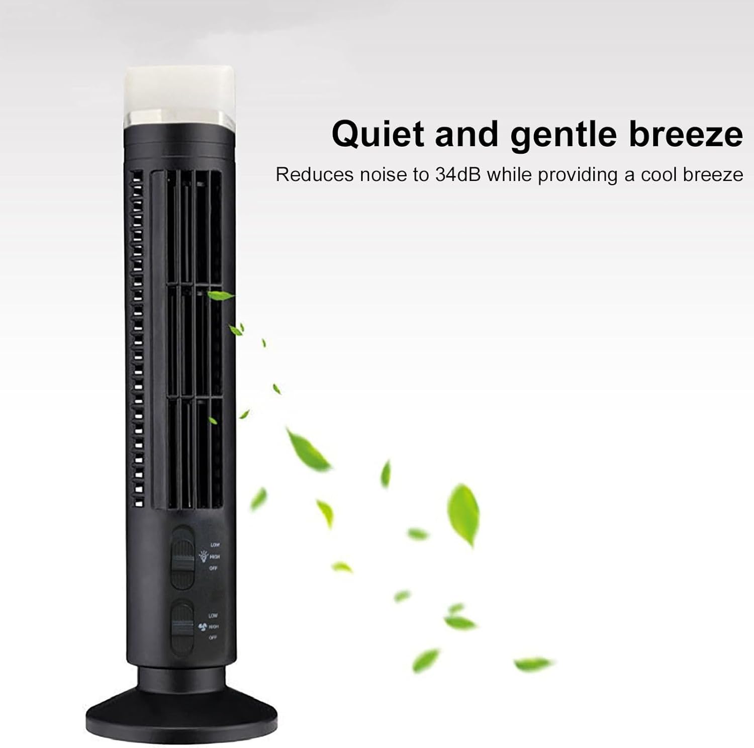 13 Bladeless Tower Fan, 90° Oscillating Fans for Indoors with 3 Speeds, LED Light, Portable USB Standing Fan for Bedroom Home, Office, Mini Size, 34dB Quiet Cooling, Easy to
