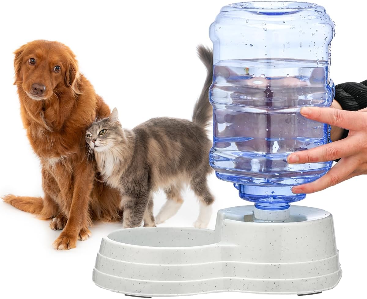 2 Pack 3.5L Automatic Gravity Pet Feeder and Water Dispenser Set, Large Capacity Automatic Dog Feeder and Dog Water Dispenser for Small Medium Dog Pets Puppy Kitten