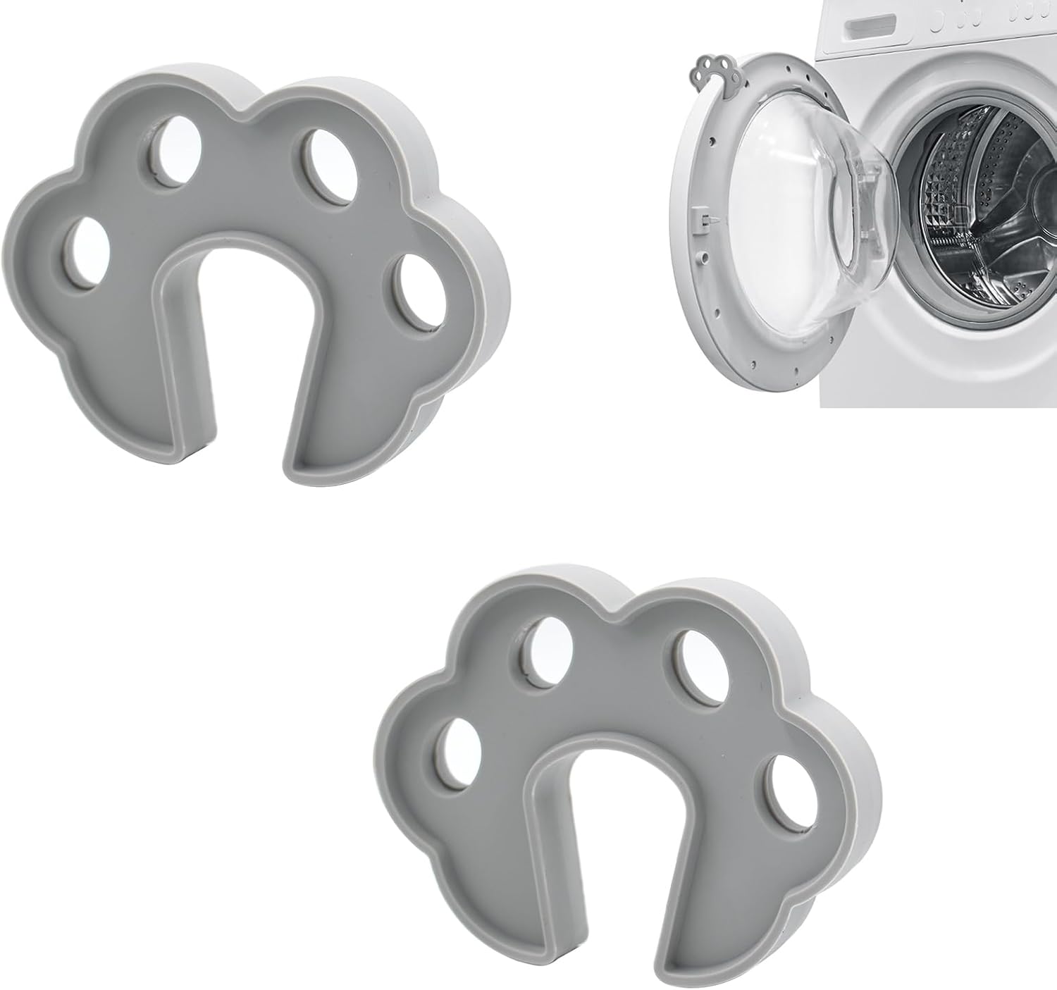 2 PCS Washing Machine Door Prop, Grey Silicone Front Load Washer Door Stopper Support for Household Dishwasher Dryer Laundry Door Open for Ventilation & Drying