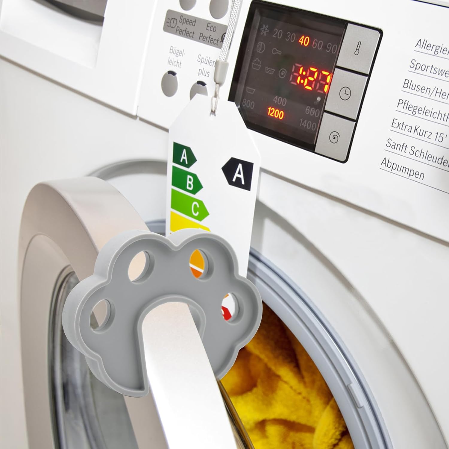 2 PCS Washing Machine Door Prop, Grey Silicone Front Load Washer Door Stopper Support for Household Dishwasher Dryer Laundry Door Open for Ventilation & Drying