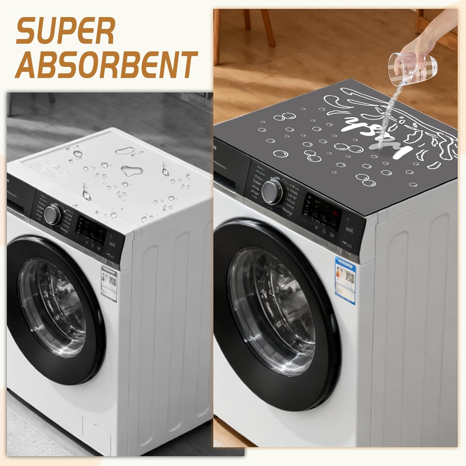 2 PCS Washer and Dryer Covers for the Top, Non Slip Washing Machine Cover, Washer and Dryer Top Protector Mat, Thickened & Dust Proof & Quick Drying Cover for Home Laundry Kitchen (26.8 x 26.8 Inch)