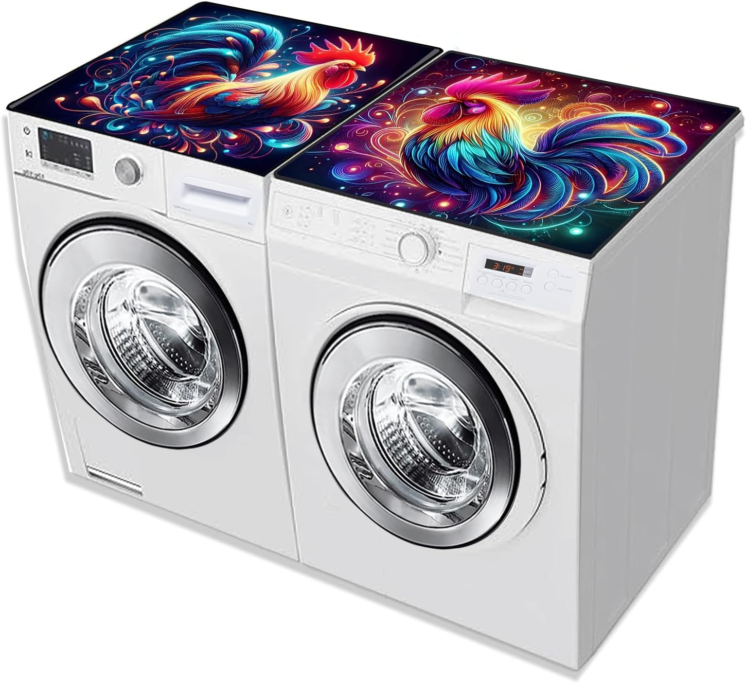 2 Pcs Washer And Dryer Covers For The Top 25.6 * 23.6 Inchesdryer Top Protector Mat Anti-Slip Washing Machine Cover Fits Most Washers And Dryers (Music Cat)