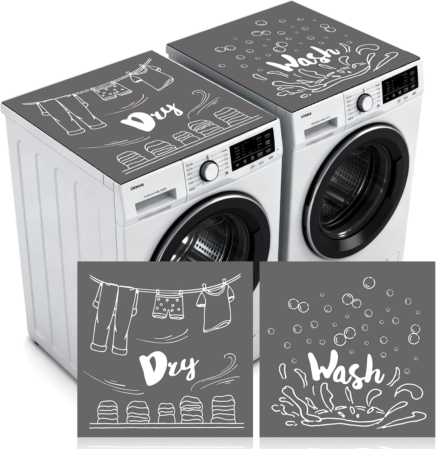 2 PCS Washer and Dryer Covers for the Top, Non Slip Washing Machine Cover, Washer and Dryer Top Protector Mat, Thickened & Dust Proof & Quick Drying Cover for Home Laundry Kitchen (26.8 x 26.8 Inch)