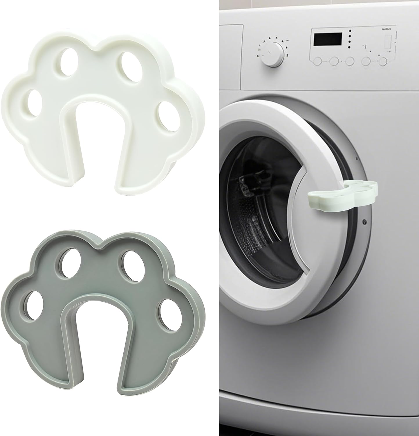 2 Pack Washing Machine Door Prop Open, Easy to Use Washer Door Prop Stopper, Fits Washer Dishwasher Dryer Door Prop Open Keep for Proper Ventilation & Drying, Silicone Laundry Accessories, Grey