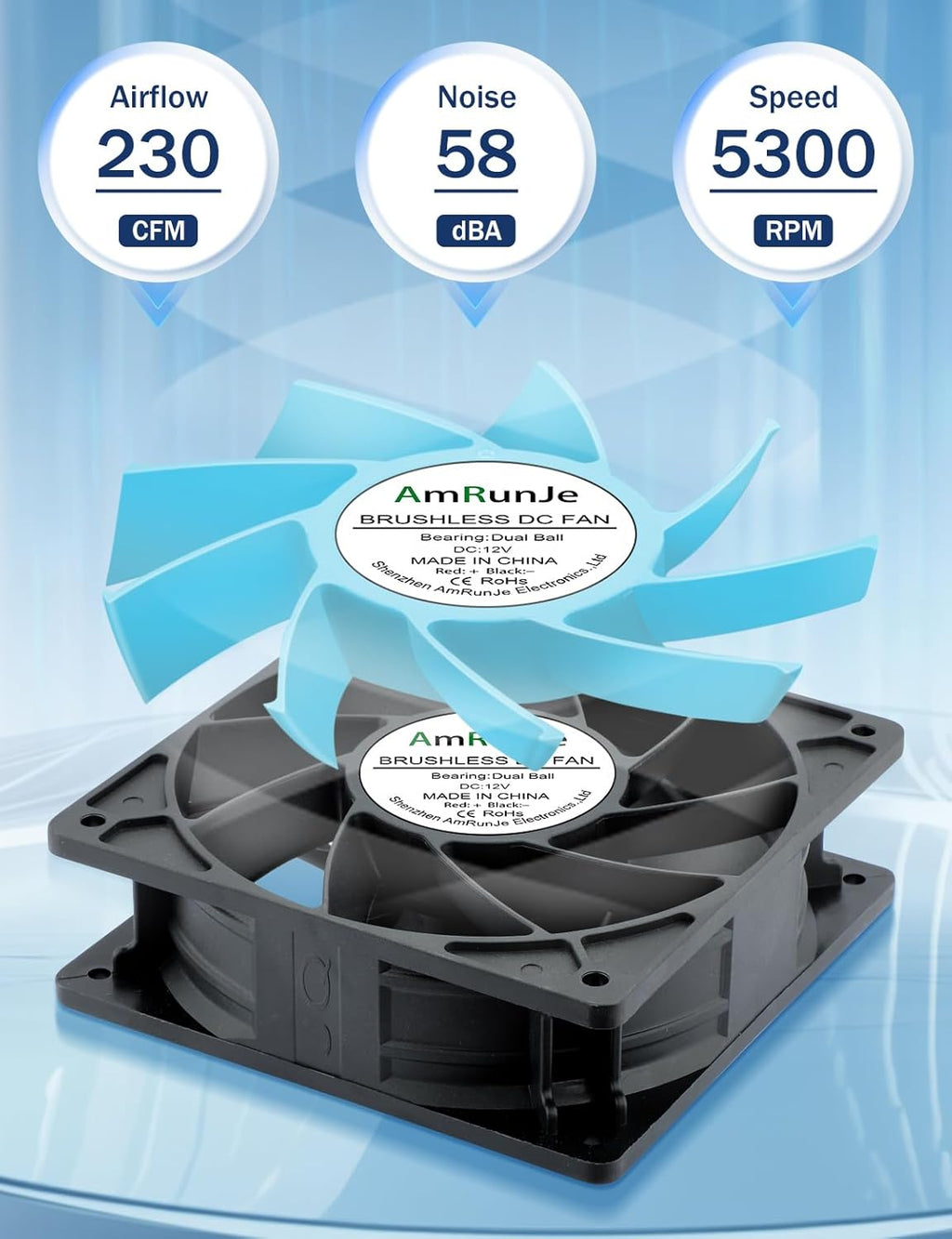 120mm x 38mm PWM 4Pin Computer Fan 12v DC Dual Ball Bearing Cooling Fan for CPU Server CPU Case mid-Tower Heat-Sink Desktop