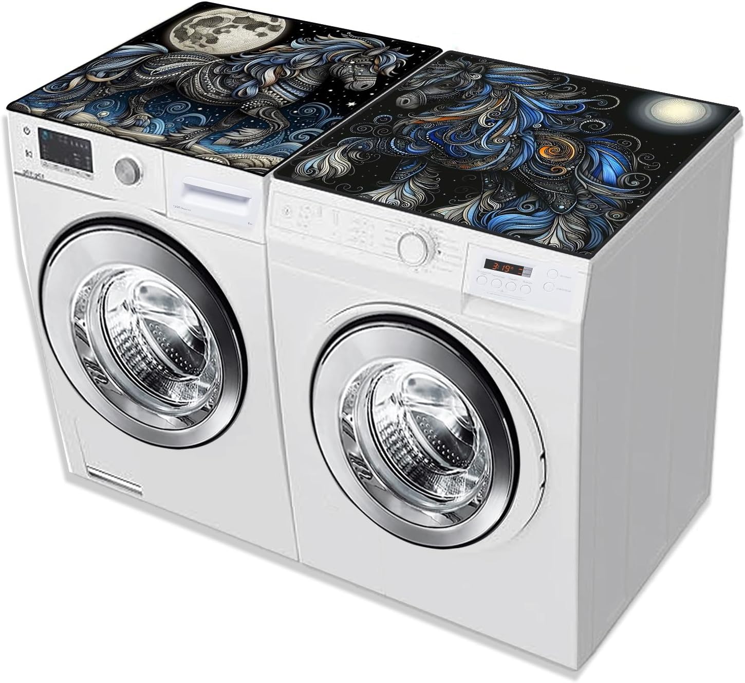 2 Pcs Washer And Dryer Covers For The Top 25.6 * 23.6 Inchesdryer Top Protector Mat Anti-Slip Washing Machine Cover Fits Most Washers And Dryers (Music Cat)