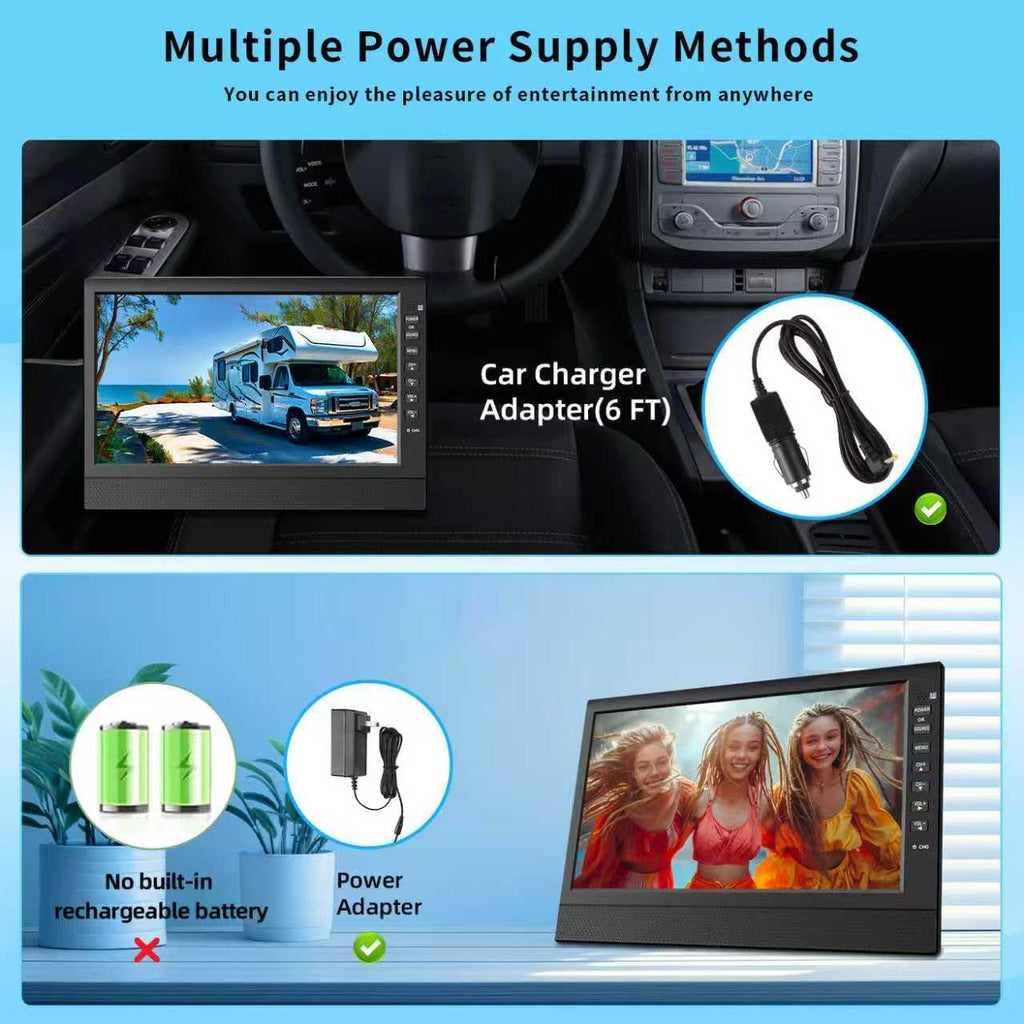 12”Portable Flat Screen TV,Small TV with Digital Tuner-HDMI-USB-Headphone Jack-AC/DC-12V Input-Use Kitchen-Caravan and Monitor