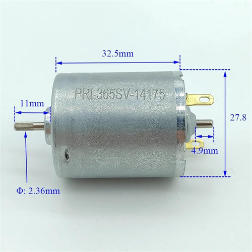 10PCS RS-365SV-14175 365 Motor Dual 2.3mm Shaft DC 12V 14.4V 18V 24V 10500RPM 28mm Electric Motor DIY Toy Sweeper Robot