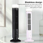 13 Bladeless Tower Fan, 90° Oscillating Fans for Indoors with 3 Speeds, LED Light, Portable USB Standing Fan for Bedroom Home, Office, Mini Size, 34dB Quiet Cooling, Easy to