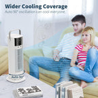 16'' Misting Tower Fan, 700ml Tank, 90° Oscillating Fan w/Remote, Bladeless Desk Fan, 4 Speeds, Timer, Cooling Fan for Bedroom, Desk, Table, Office, Room