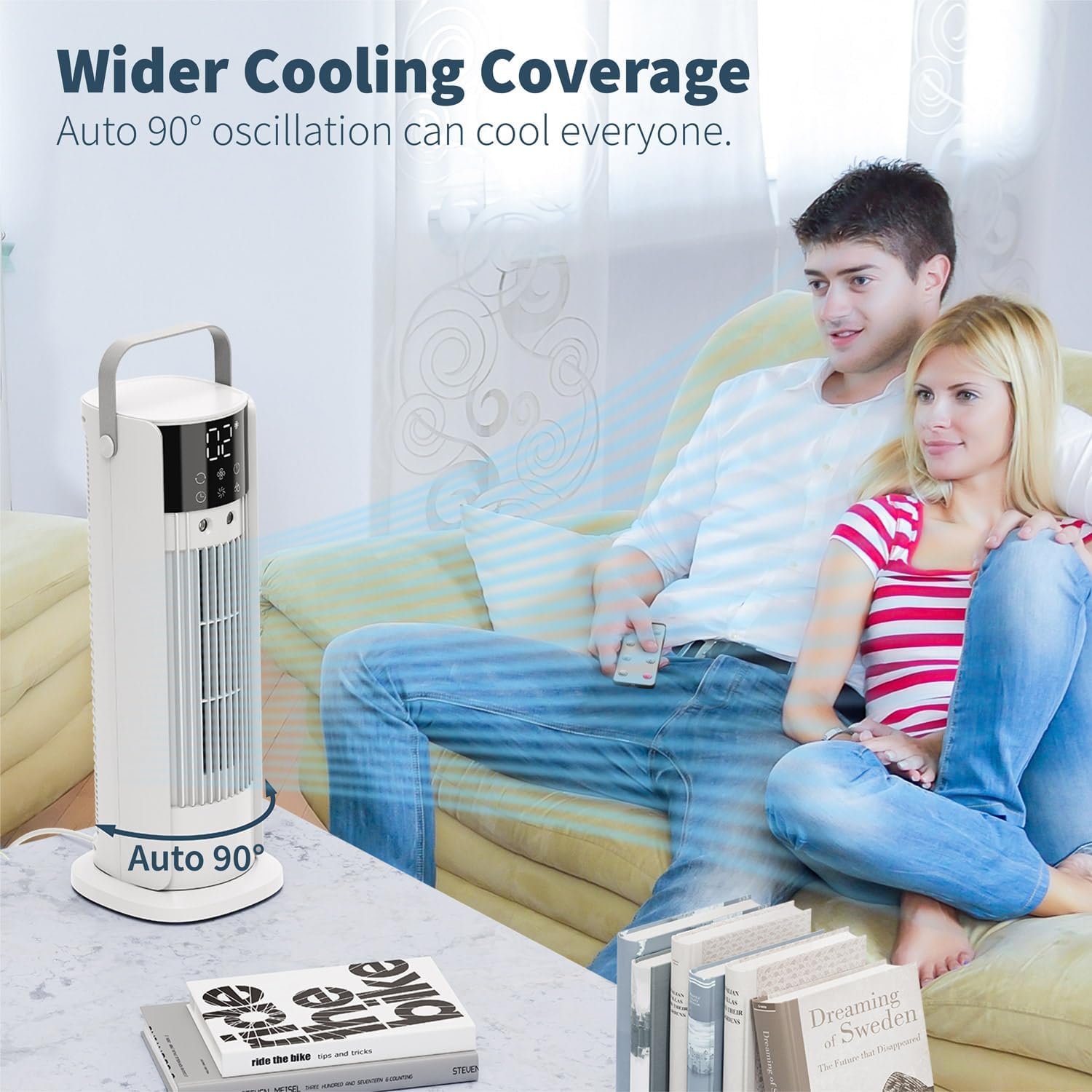 16'' Misting Tower Fan, 700ml Tank, 90° Oscillating Fan w/Remote, Bladeless Desk Fan, 4 Speeds, Timer, Cooling Fan for Bedroom, Desk, Table, Office, Room