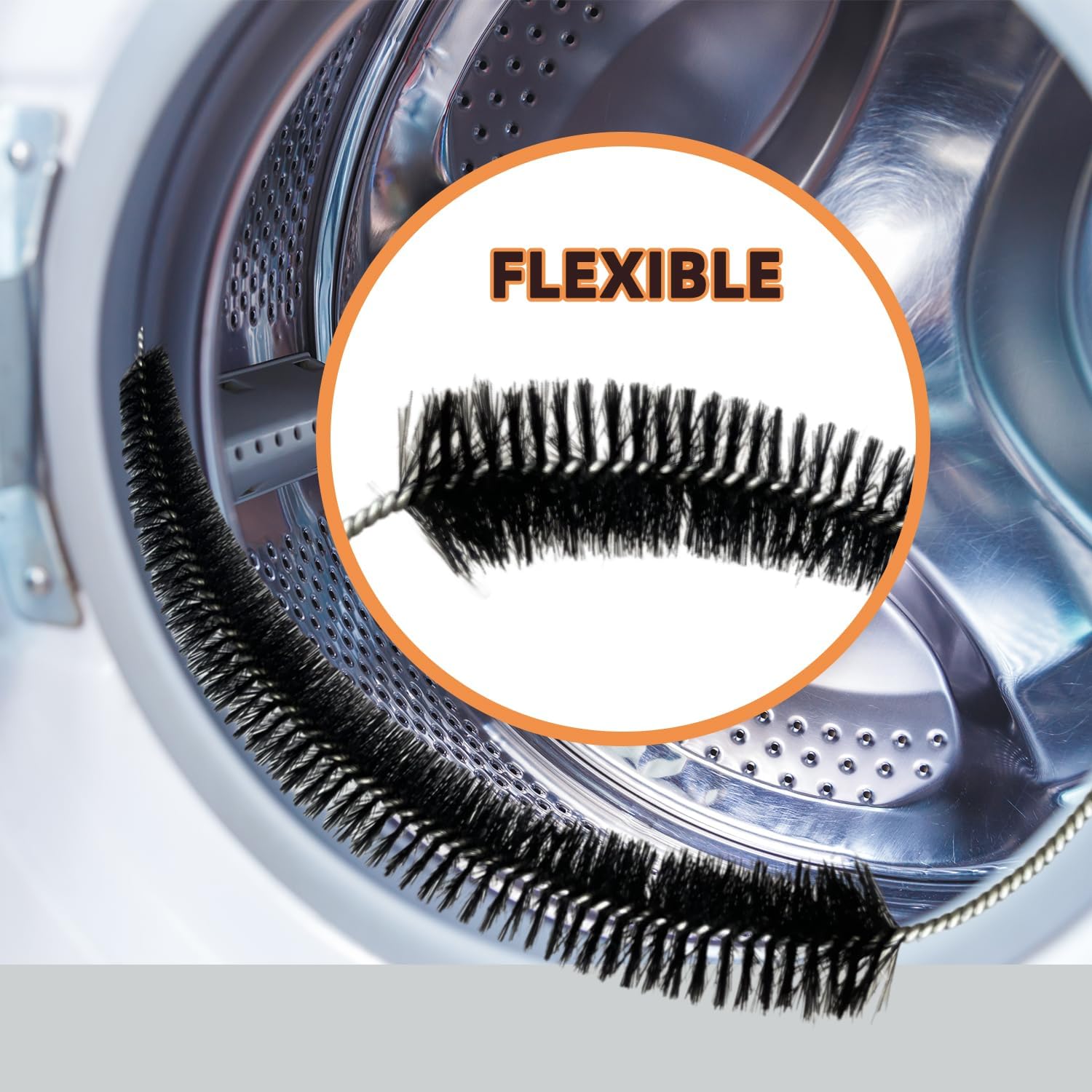 2 Pack Dryer Cleaner Vent Brush,Washing Machine Brush Dryer Vent Cleaning Kit, Clean Dryer Vents with Long Flexible Vacuum Brush and Lint Brush
