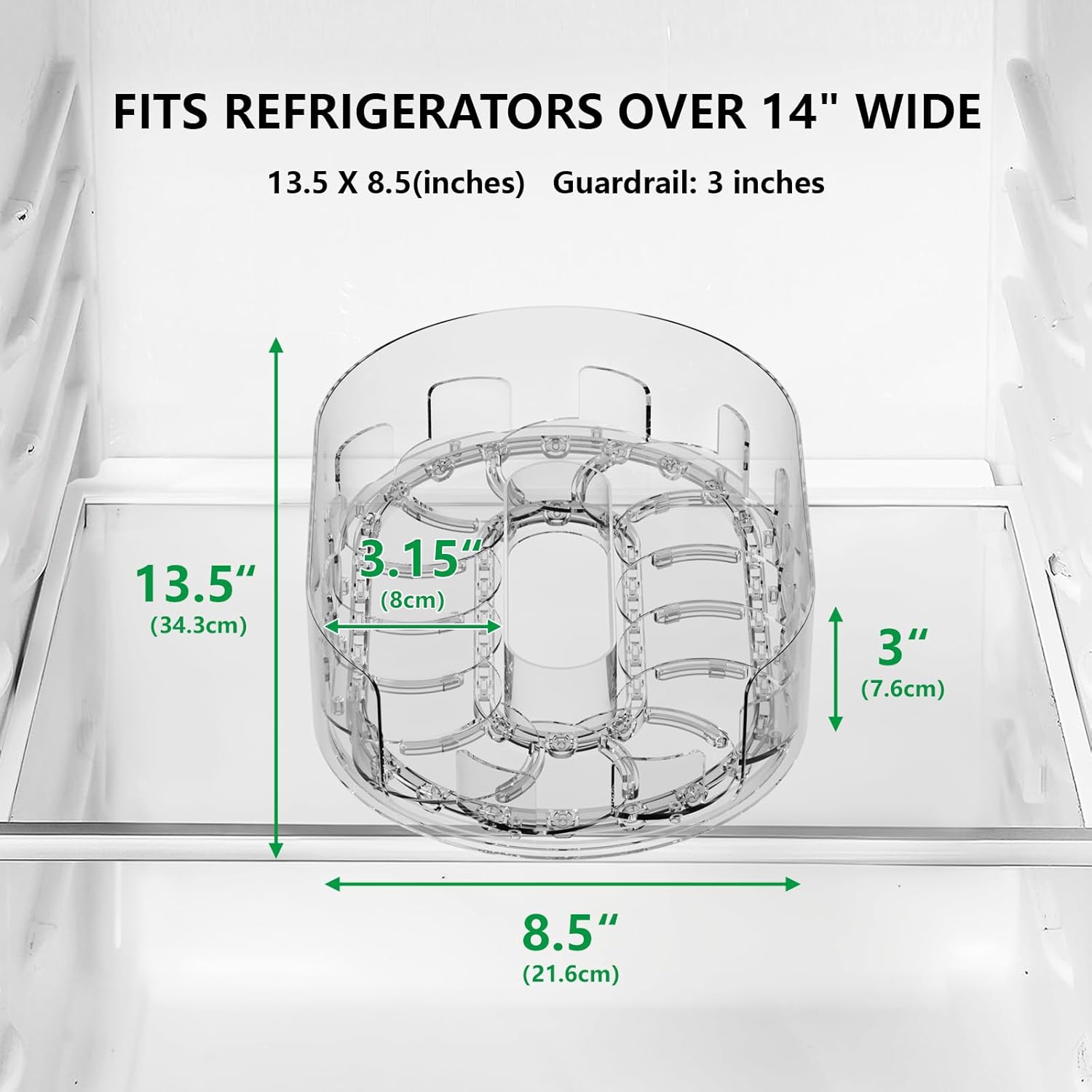 2 Pack Lazy Susan Turntable for Refrigerator, 360° Rotating Clear Lazy Susan for Refrigerator Organizers and Storage, Kitchen, Countertop, Cabinet, Pantry, Table Top (13.5 x 8.5in)