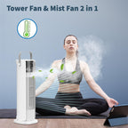 16'' Misting Tower Fan, 700ml Tank, 90° Oscillating Fan w/Remote, Bladeless Desk Fan, 4 Speeds, Timer, Cooling Fan for Bedroom, Desk, Table, Office, Room