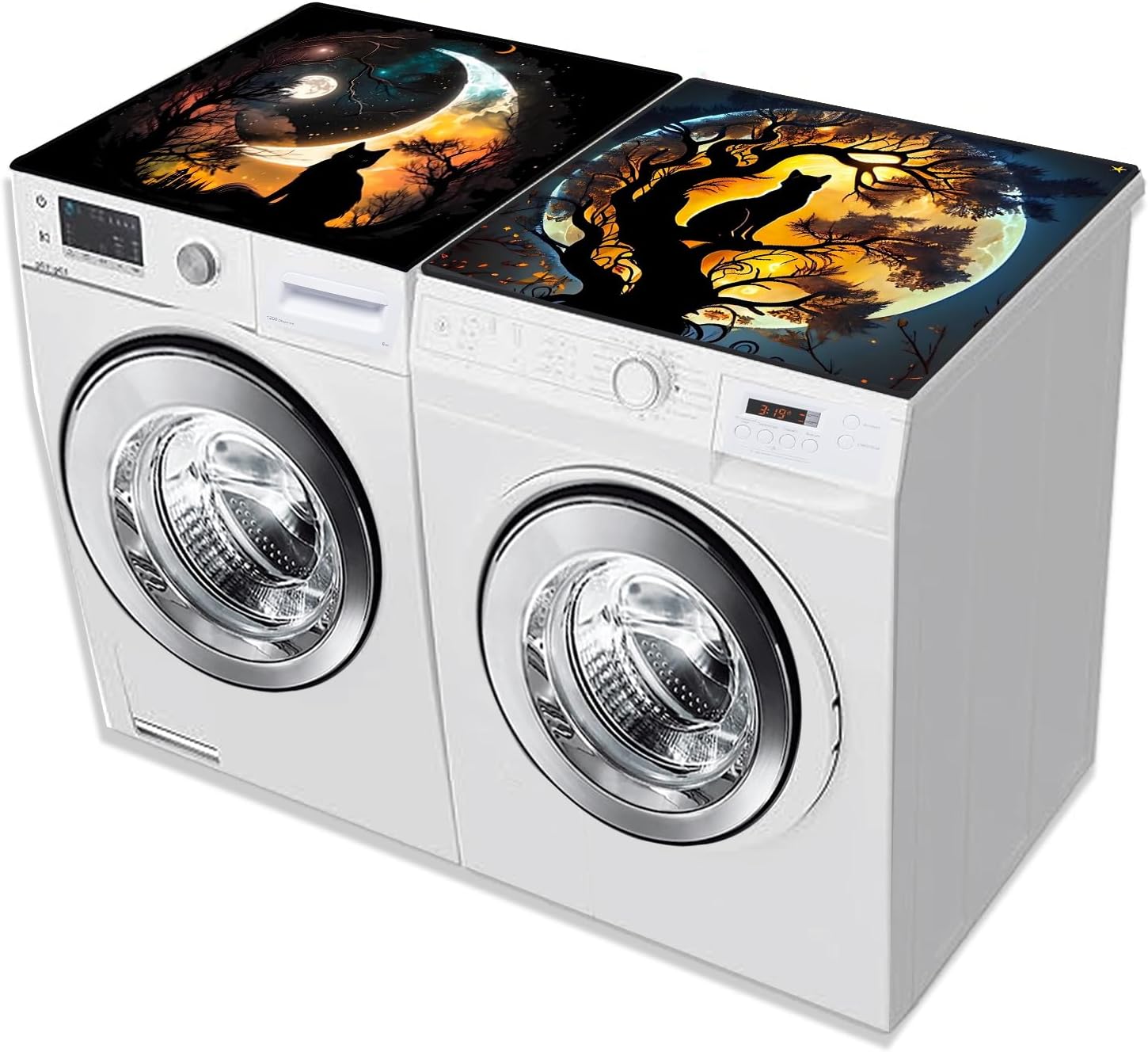 2 Pcs Washer And Dryer Covers For The Top 25.6 * 23.6 Inchesdryer Top Protector Mat Anti-Slip Washing Machine Cover Fits Most Washers And Dryers (Music Cat)