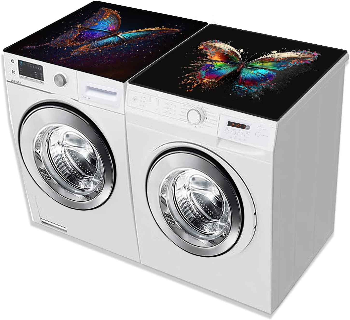 2 Pcs Washer And Dryer Covers For The Top 25.6 * 23.6 Inchesdryer Top Protector Mat Anti-Slip Washing Machine Cover Fits Most Washers And Dryers (Music Cat)