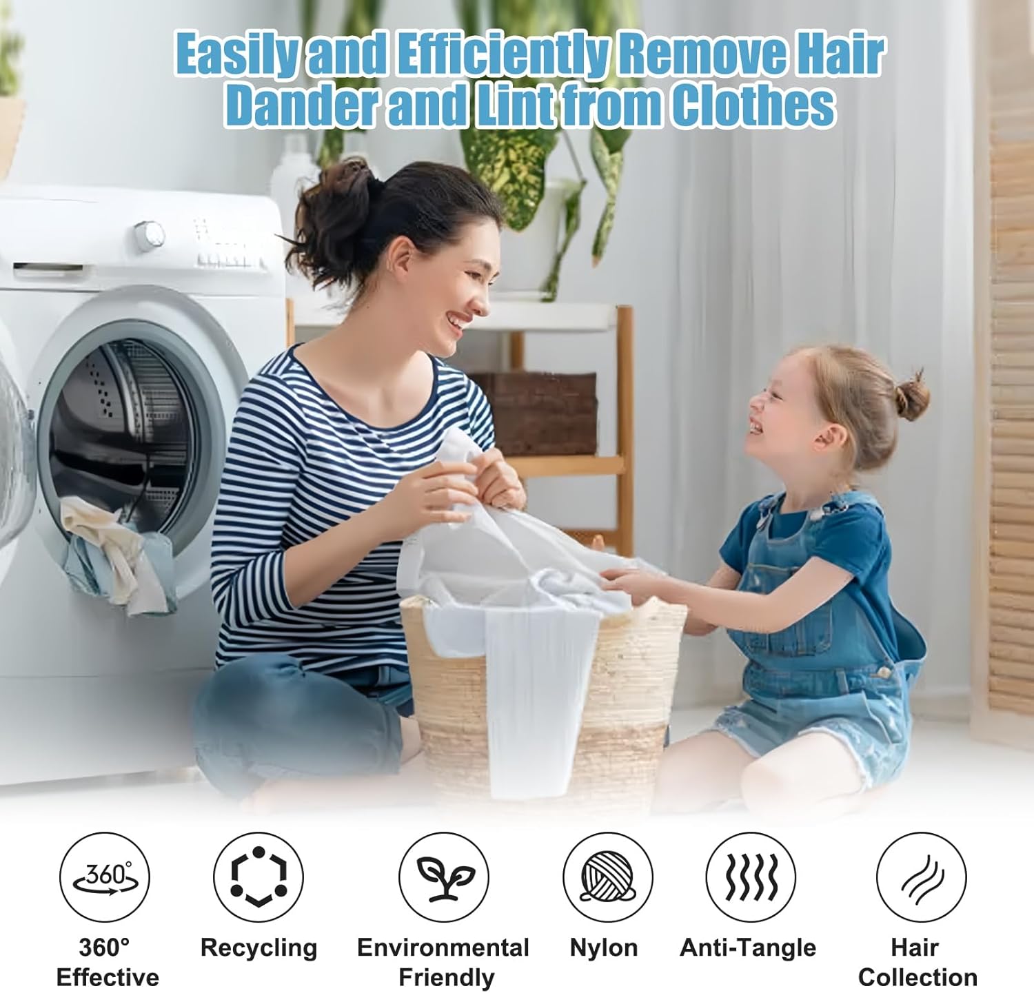 12 PCS Pet Hair Remover for Laundry, Reusable Dog & Cat Hair Remover for Laundry, Laundry Pet Hair Catcher for Clothes, Bedding, Won’t Damage Fabrics (Blue)