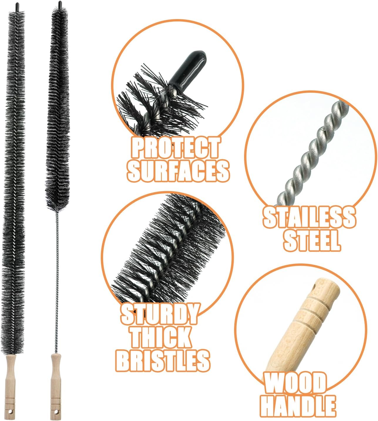 2 Pack Dryer Cleaner Vent Brush,Washing Machine Brush Dryer Vent Cleaning Kit, Clean Dryer Vents with Long Flexible Vacuum Brush and Lint Brush
