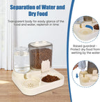 1.6L Gravity Cat Feeder and 0.6L Water Dispenser, Automatic 2 in 1 Pet Feeder and Water Dispenser for Indoor & Outdoor Cats, Puppies, Kitten, Rabbits