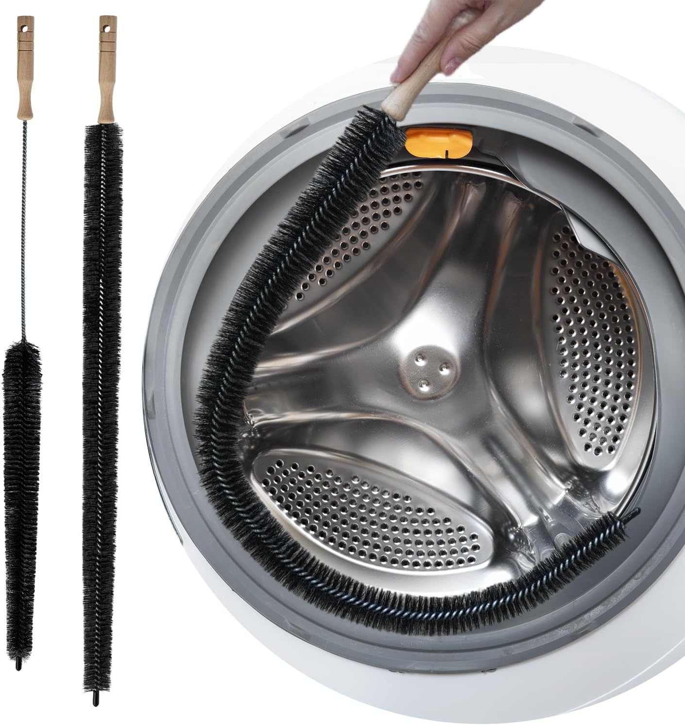 2 Pack Dryer Cleaner Vent Brush,Washing Machine Brush Dryer Vent Cleaning Kit, Clean Dryer Vents with Long Flexible Vacuum Brush and Lint Brush