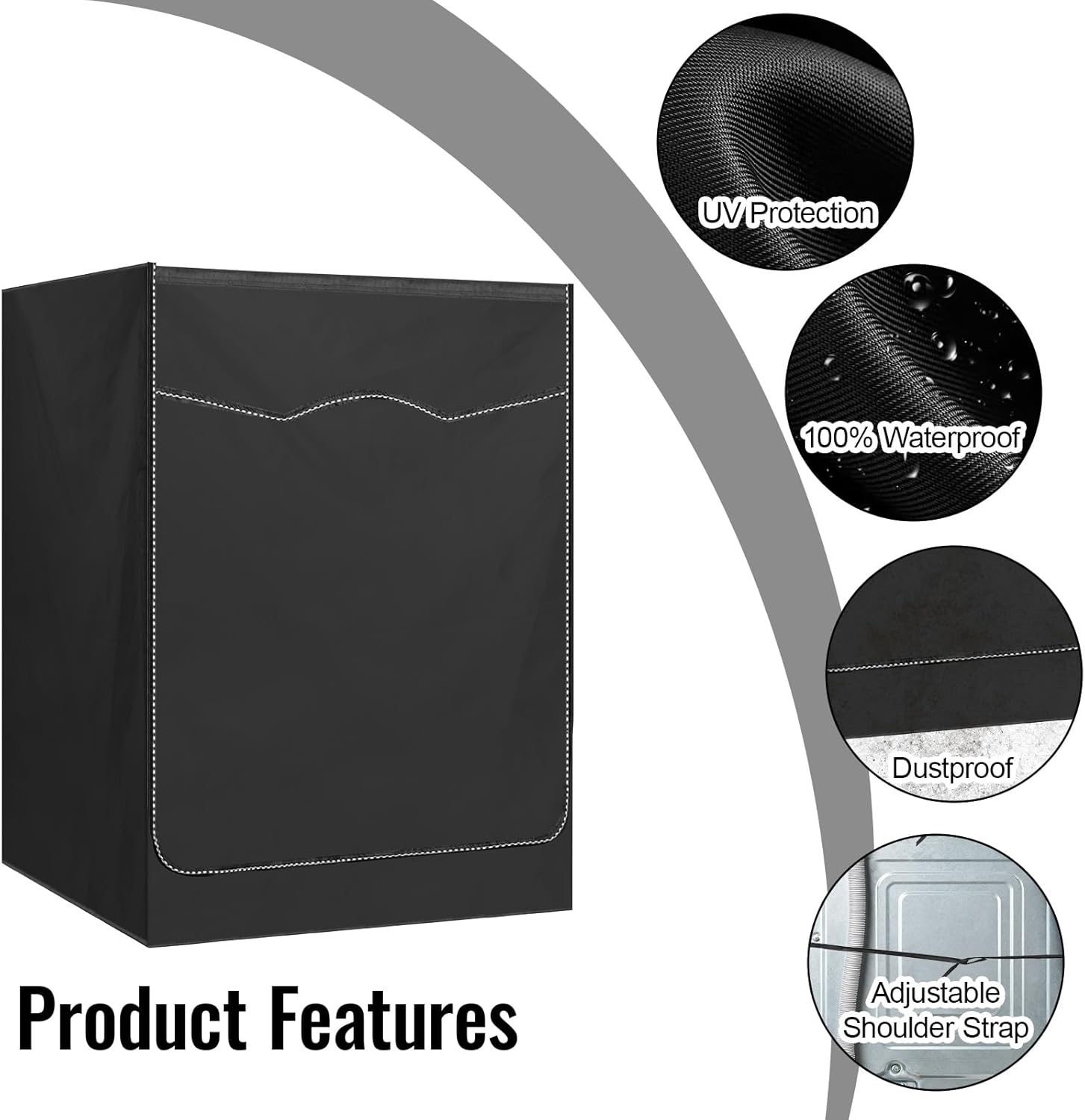 2 Pack Black Washer and Dryer Covers Fit for Most 7.5-12 kg Front-loading Machine, Waterproof and Dust Proof Washing Machine Cover/Dryer Cover, W27”x D33”x H39”