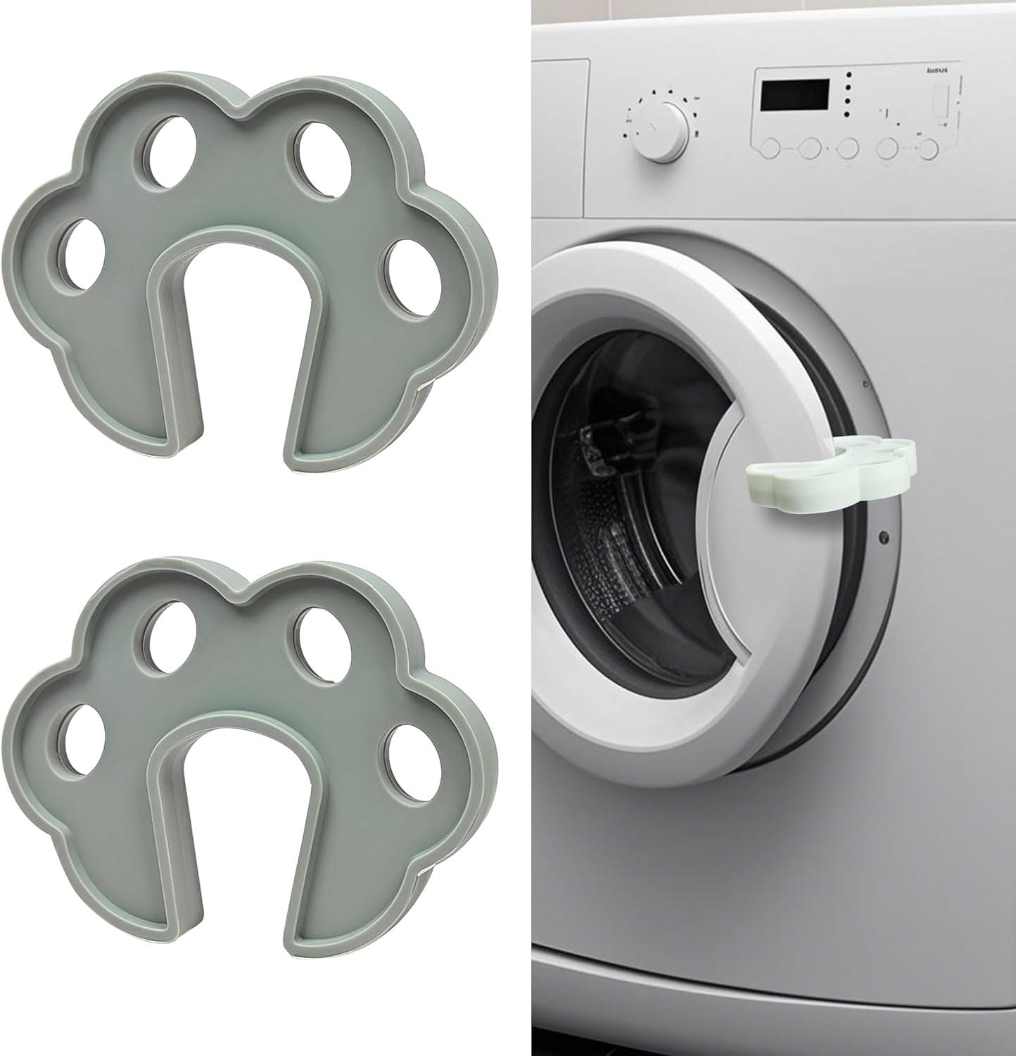 2 Pack Washing Machine Door Prop Open, Easy to Use Washer Door Prop Stopper, Fits Washer Dishwasher Dryer Door Prop Open Keep for Proper Ventilation & Drying, Silicone Laundry Accessories, Grey