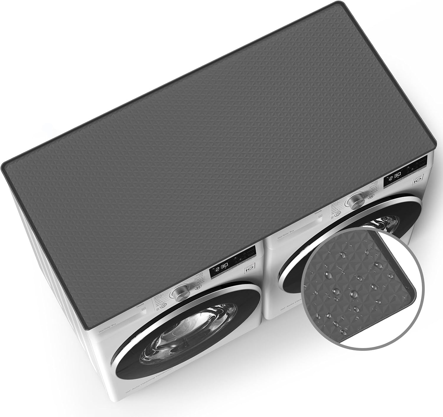 2 PCS Washer and Dryer Covers for the Top, 25.6''x 23.6'' Silicone Dryer Top Protector Mat Non-slip Waterproof Washing Machine Cover Protector Top Load for Laundry & Kitchen (Black)