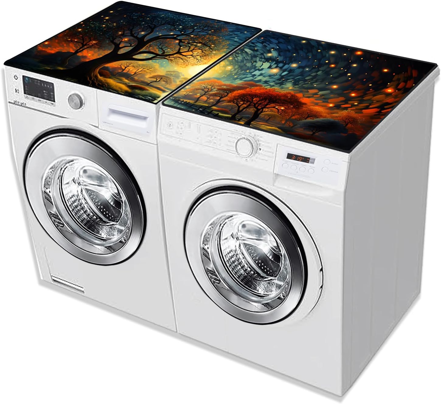 2 Pcs Washer And Dryer Covers For The Top 25.6 * 23.6 Inchesdryer Top Protector Mat Anti-Slip Washing Machine Cover Fits Most Washers And Dryers (Music Cat)