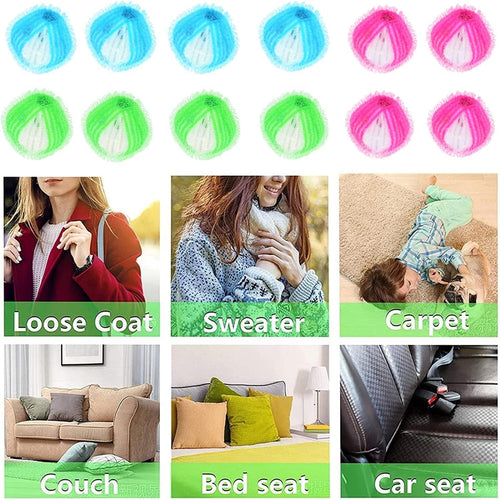 12 Pet Hair Remover Balls for Laundry: Reusable Washing Machine & Dryer Fur Catcher for Dog and Cat Hair on Clothes and Bedding