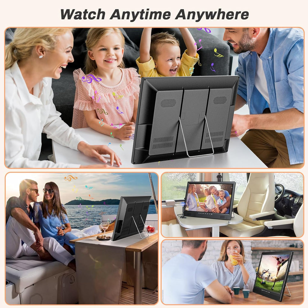 19.5" HD Portable TV with Antenna, 8000mAh Built-in Powered Operated TV for Indoor Outdoor, Rechargeable Small T V with HDMI/USB/AV Input, for Camping, Kitchen, RV, Patio, Truck, Home