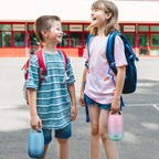 17 oz Insulated Lunch Containers Hot Food Jar, Wide Mouth Soup Thermo for Hot Food Kids Adults, Vacuum Stainless Steel Thermo Lunch Box With Handle Folding Spoon for School, Office (Blue-Pink)