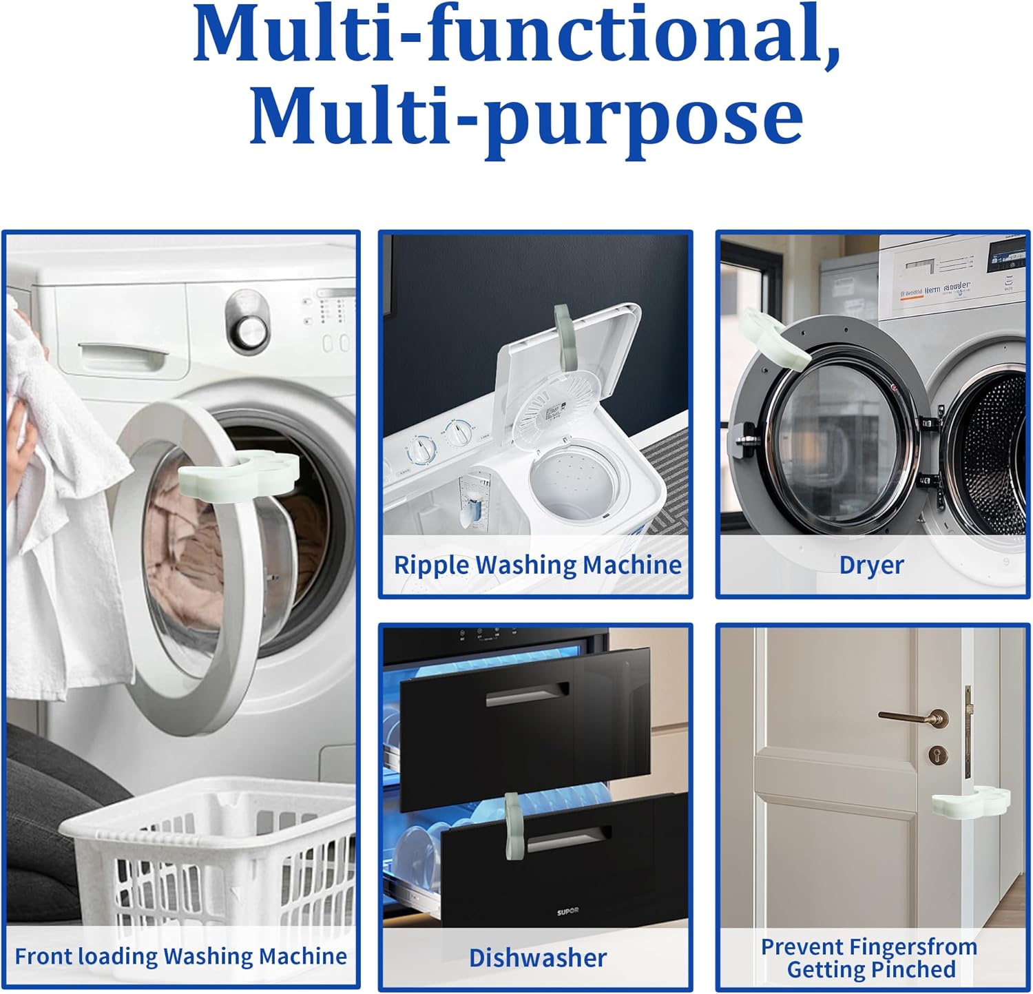 2 Pack Washing Machine Door Prop Open, Easy to Use Washer Door Prop Stopper, Fits Washer Dishwasher Dryer Door Prop Open Keep for Proper Ventilation & Drying, Silicone Laundry Accessories, Grey