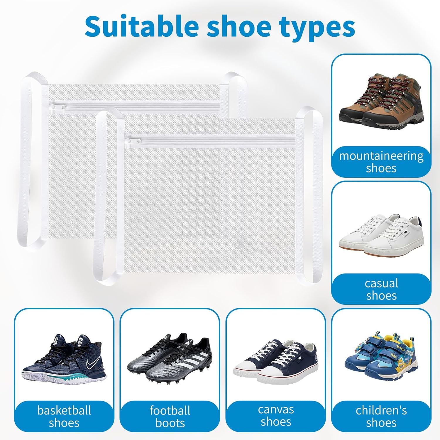 2 Pack Mesh shoe bag for washing machine,15X16.5'' Laundry Shoes Bag for Washer, Reusable Shoe Dryer Bags for Sneakers Washing, Shoes Laundry Bags for Home & Travel