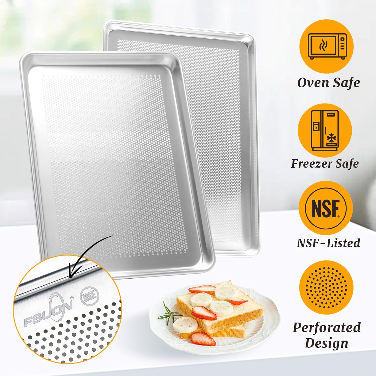 12 Pack Full Size Aluminum Perforated Baking Sheet Pan, 26"×18" Cookie Sheets For Oven in Bakery, Restaurant & Kitchen