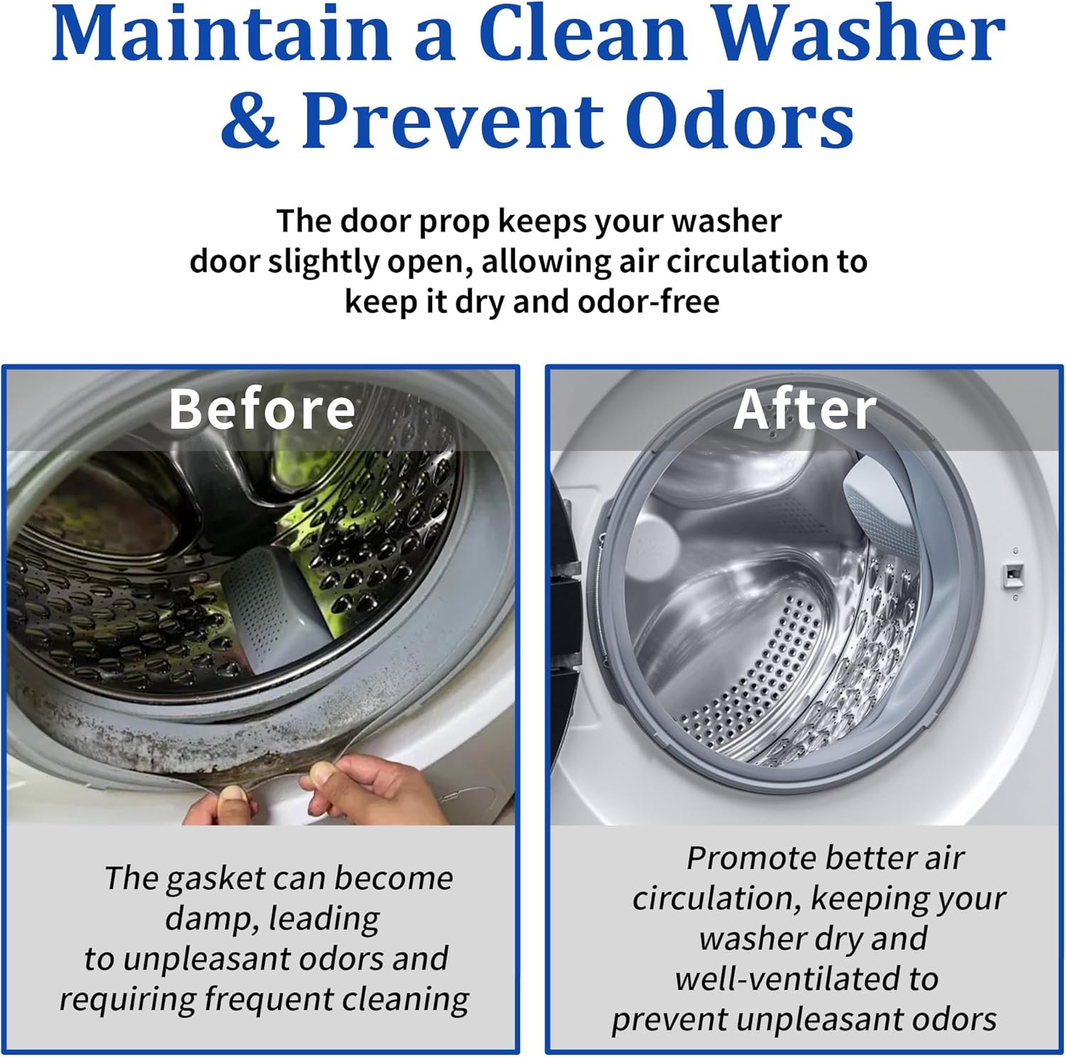 2 Pack Washing Machine Door Prop Open, Easy to Use Washer Door Prop Stopper, Fits Washer Dishwasher Dryer Door Prop Open Keep for Proper Ventilation & Drying, Silicone Laundry Accessories, Grey