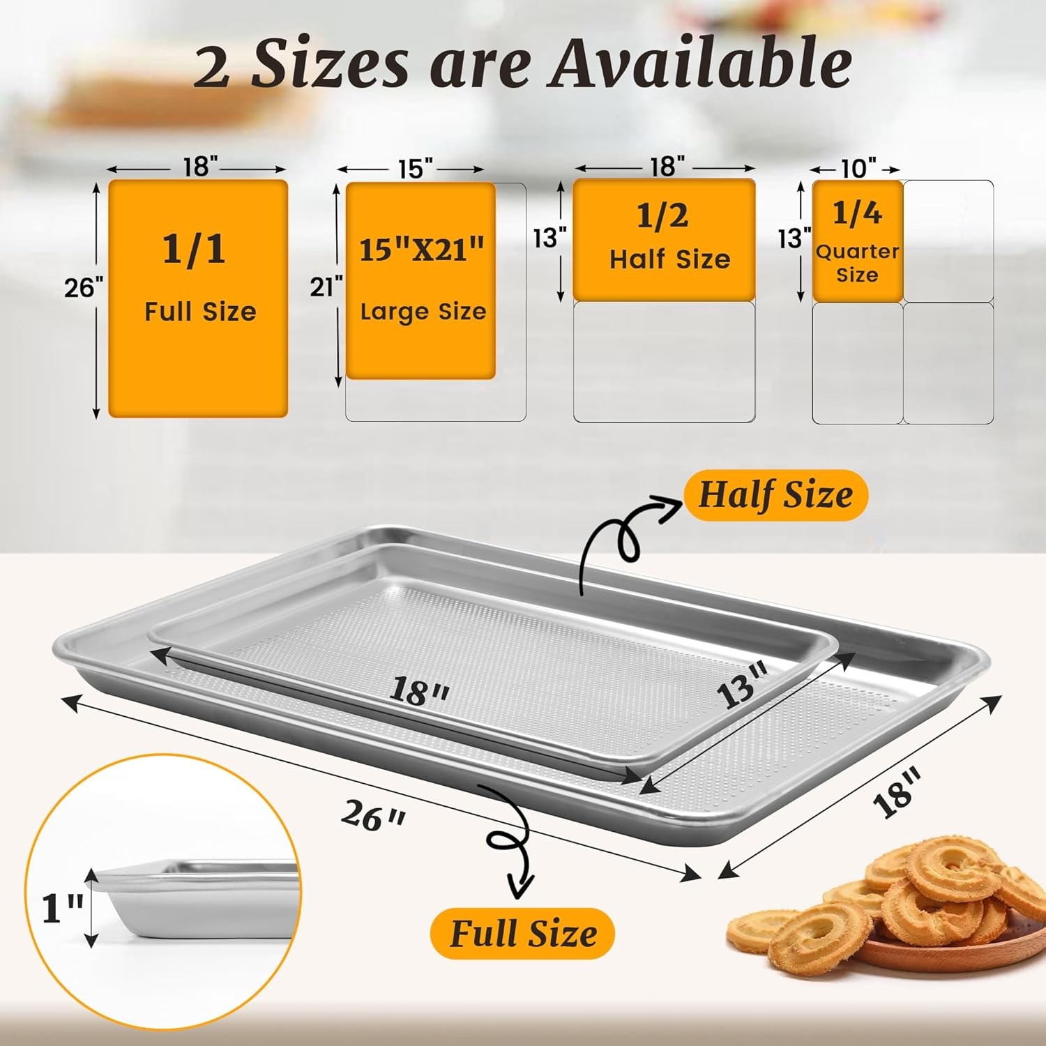 12 Pack Full Size Aluminum Perforated Baking Sheet Pan, 26"×18" Cookie Sheets For Oven in Bakery, Restaurant & Kitchen