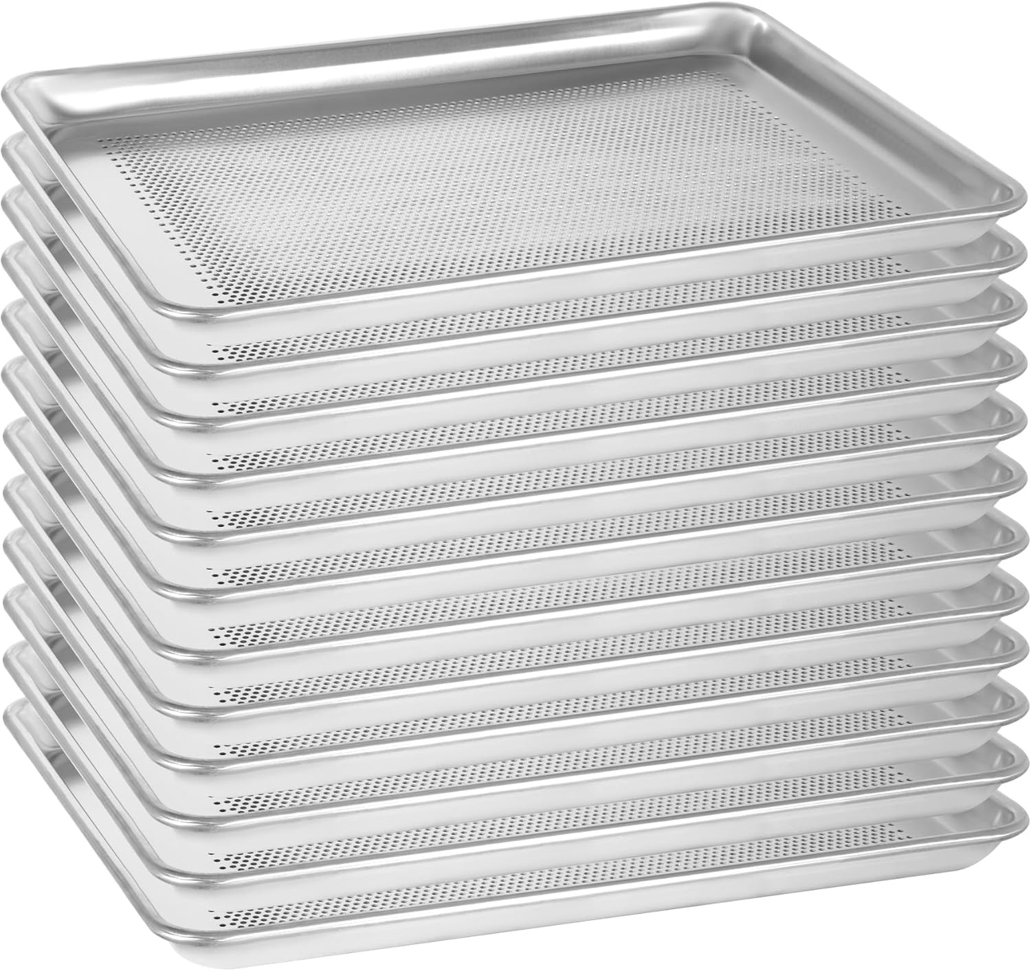 12 Pack Full Size Aluminum Perforated Baking Sheet Pan, 26"×18" Cookie Sheets For Oven in Bakery, Restaurant & Kitchen