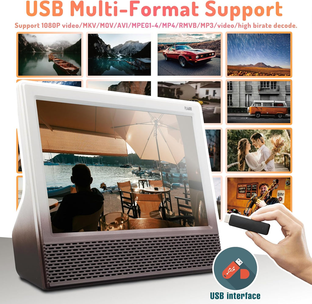 14’’ Portable TV with Antenna,Built-in 8800mAh Rechargeable Battery,ATSC Digital Television with HDMI/USB/TF Card Ports,Stero Speakers TV for Camping,Kitchen,Car