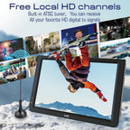 12inch Portable TV,Battery Powered TV with ATSC/HDMI/USB/SD Card/AV Input,Mini TV for Camping,Car,Travel,Emergency（Black Stand）