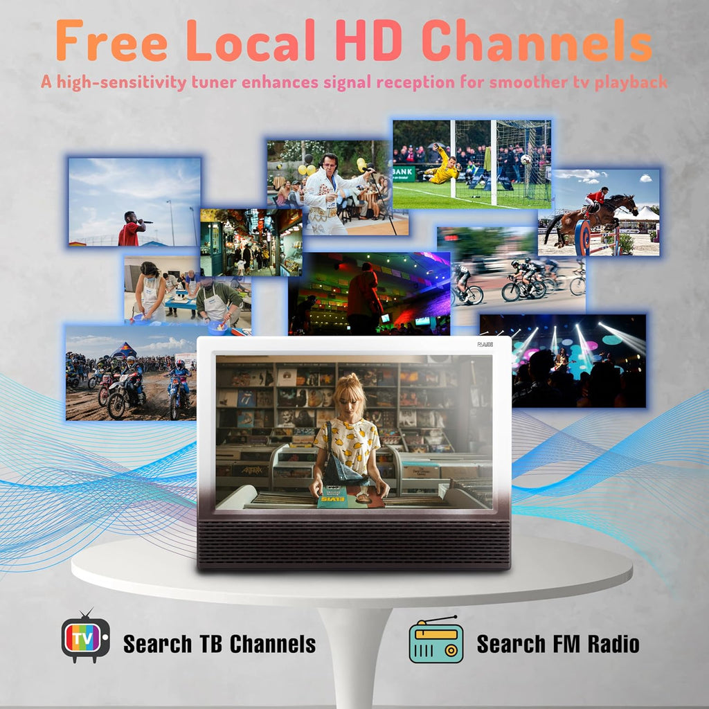 14’’ Portable TV with Antenna,Built-in 8800mAh Rechargeable Battery,ATSC Digital Television with HDMI/USB/TF Card Ports,Stero Speakers TV for Camping,Kitchen,Car